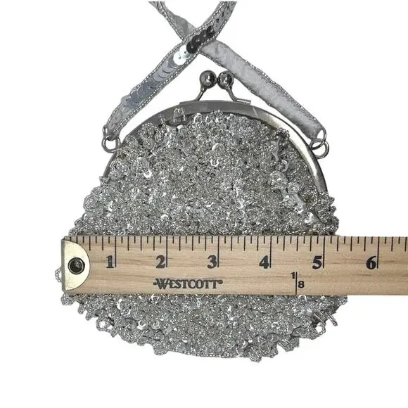 Cache Silver beaded sequins clutch bag - Picture 5 of 8